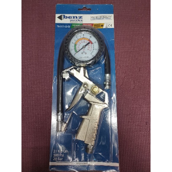 BENZ Tire Pressure Gauge 3 in 1 -Isian Angin Ban Plus Meteran- Tire Inflator