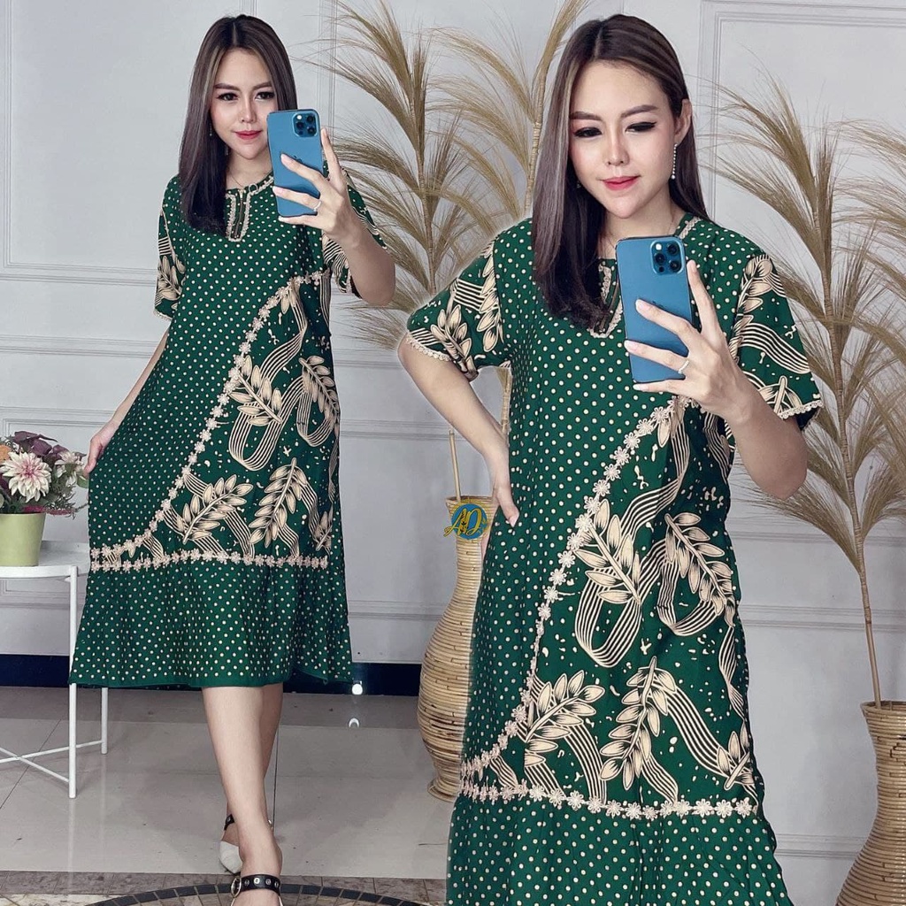 Dress Bumil Ibu Menyusui Daster Arab Rayon Lengan Pendek Resleting Depan Busui Halus Adem Kekinian