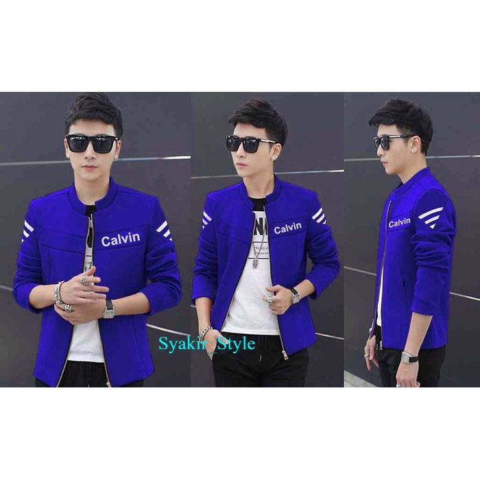 jaket calvin benhur VL jaket pria babyterry biru