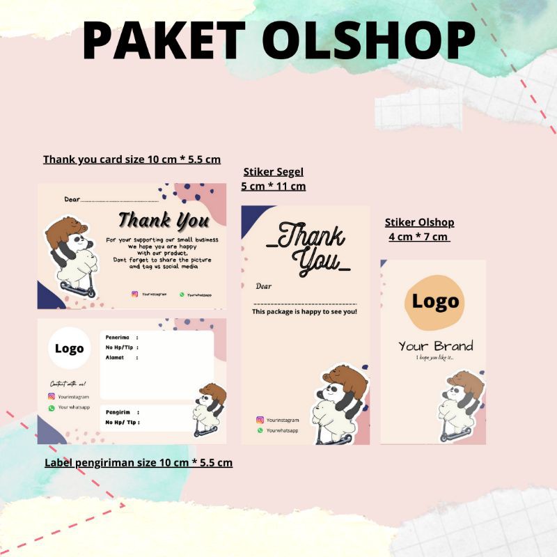 

Paket Packing Olshop Stiker Label Pengiriman Thank You Card Segel Stiker Stiker Olshop