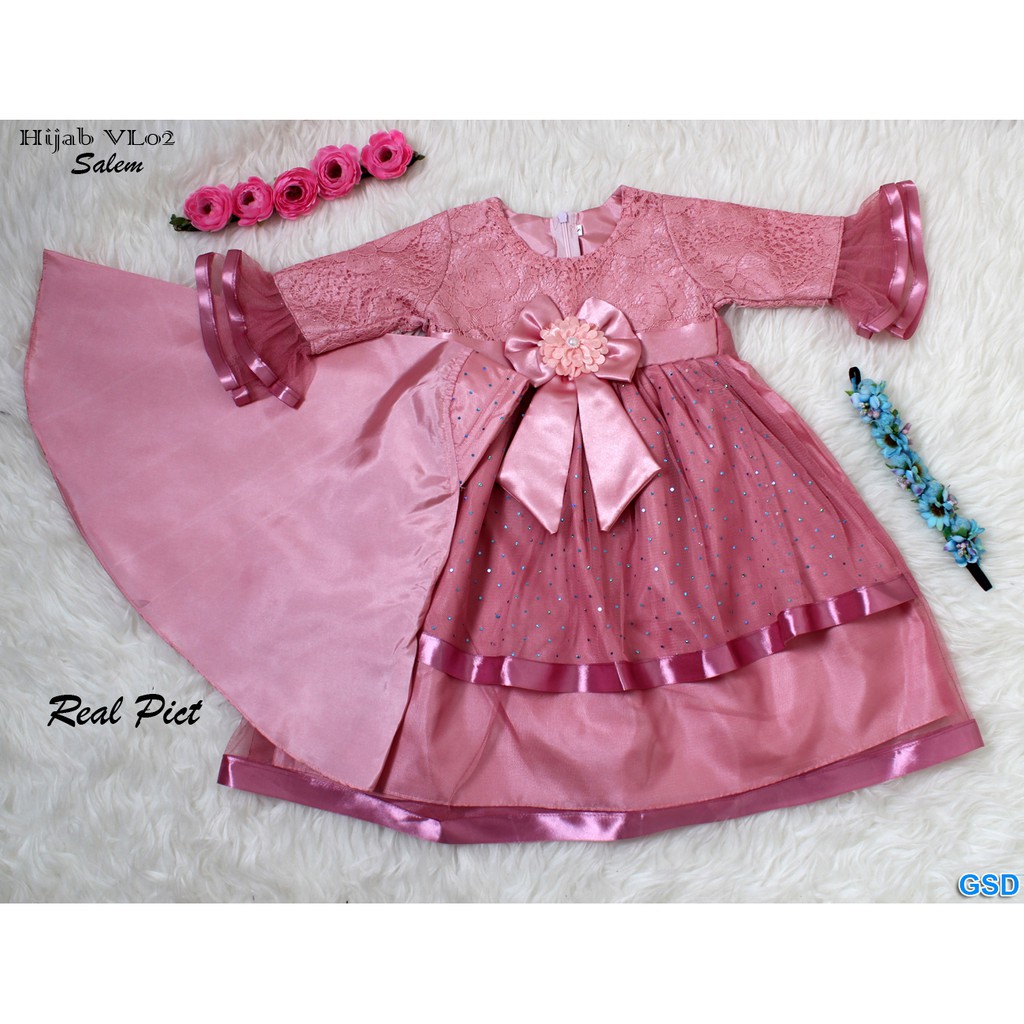 Hijab VL 01 - 04 KIDS/Promo Baju Muslim/Gamis Anak Brukat/Dress Anak Perempuan/Gaun Anak Murah Best Seller