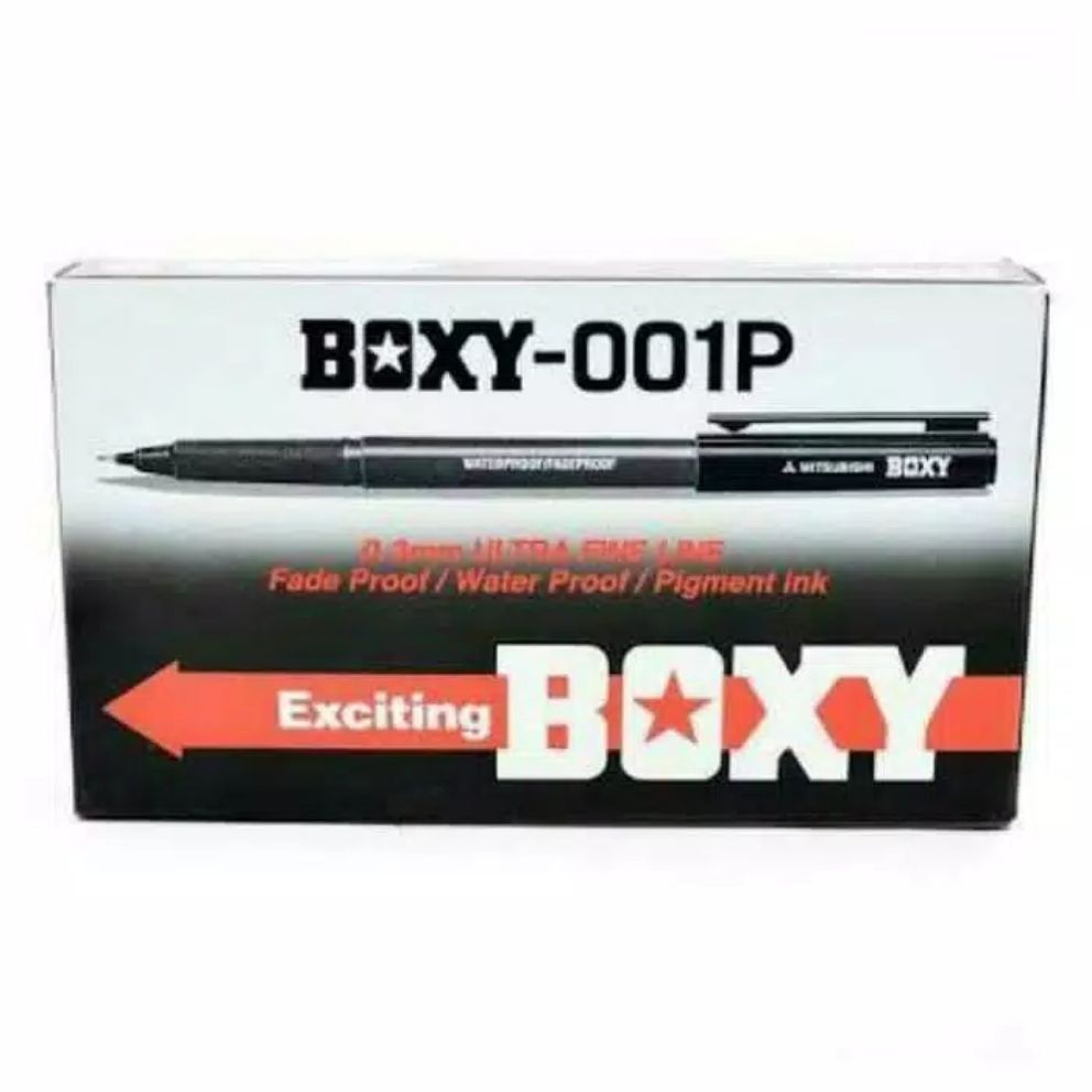 Pulpen Boxy Hitam / Balpoint Boxy Warna Hitam