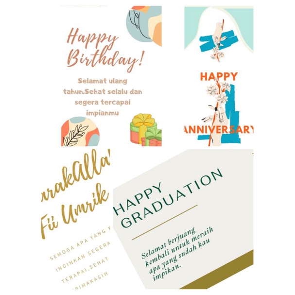 KARTU UCAPAN ( 5 x 7 ) happy birthday // happy graduation // happy Anniversary//barakallah fii umrik