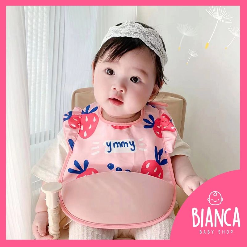 BIANCA - Bibs Anak / Celemek Anak Kecil Kantong Silikon YUMMY SERIES