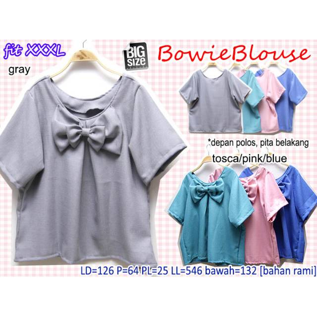Bowie Blouse ATASAN BASIC KATUN CASUAL SUPER JUMBO BIG SIZE XXXL 3L