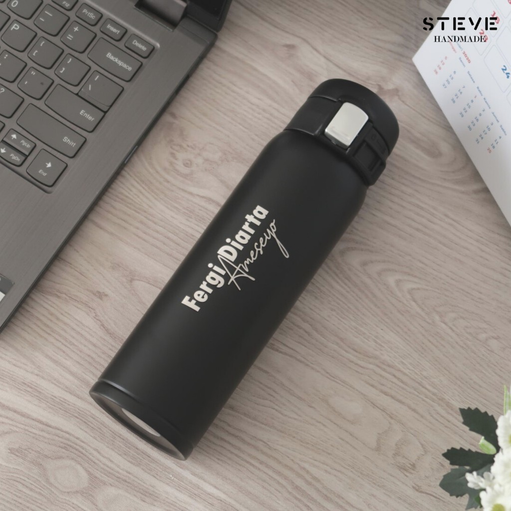 Botol minum stainless termos vacuum tumbler travel mug TM0319 Black