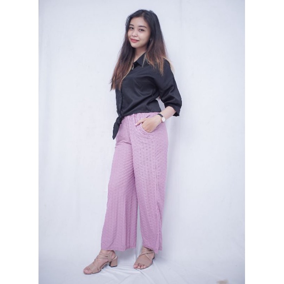 Kulot Crinkle Celana Kulot Crinkle UraGiri Celana Bahan Wanita Fashion Wanita