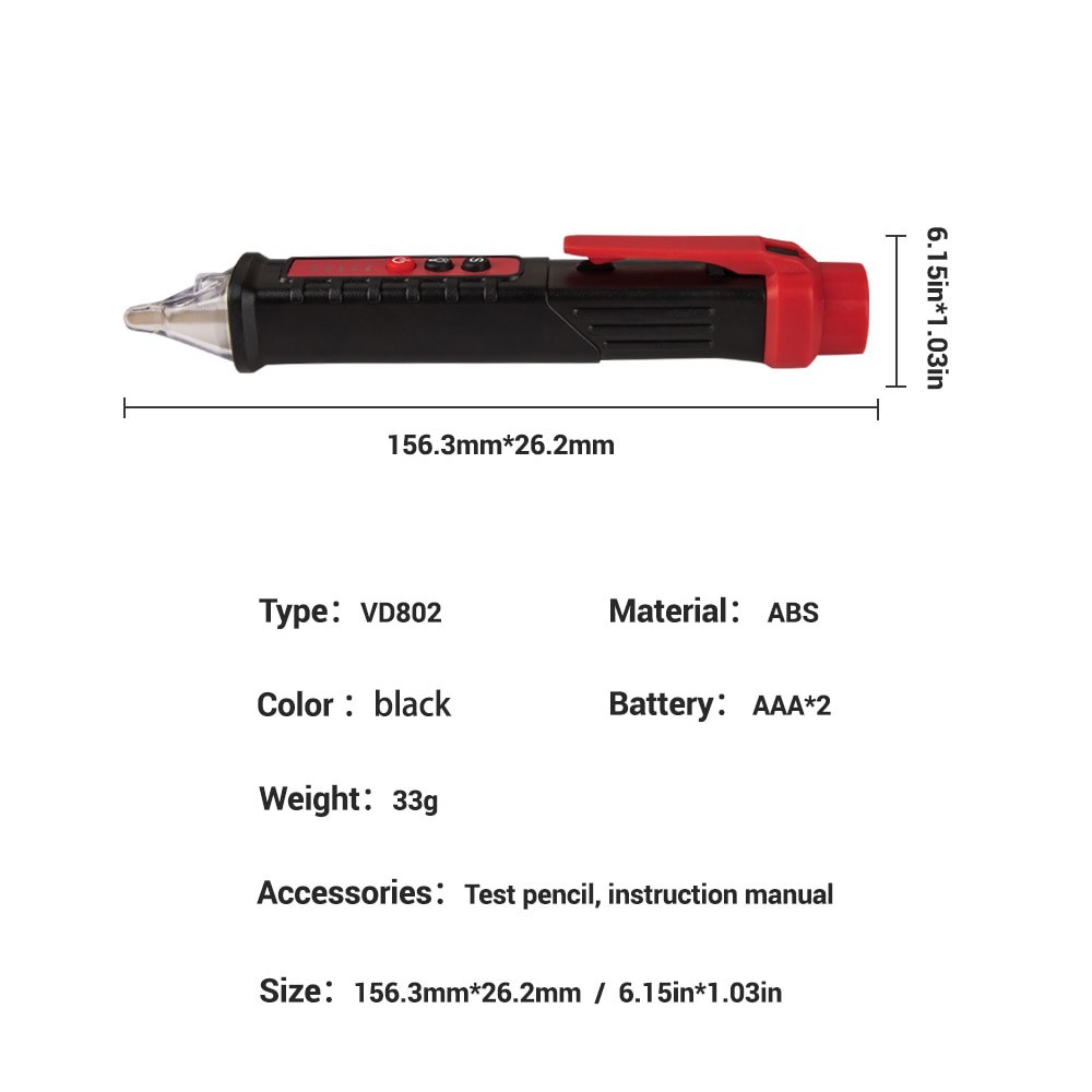 ANENG Tester Pen Non-contact AC Voltage Alert Detector 12V-1000V - Black