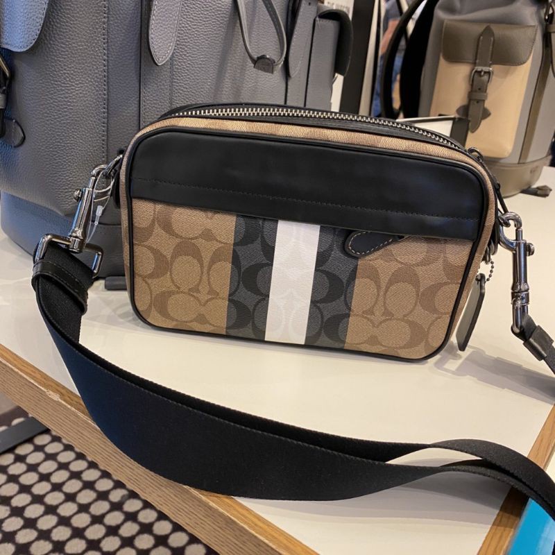 COACH GRAHAM CROSSBODY IN BLOCKED SIGNATURE CANVAS WITH VARSITY