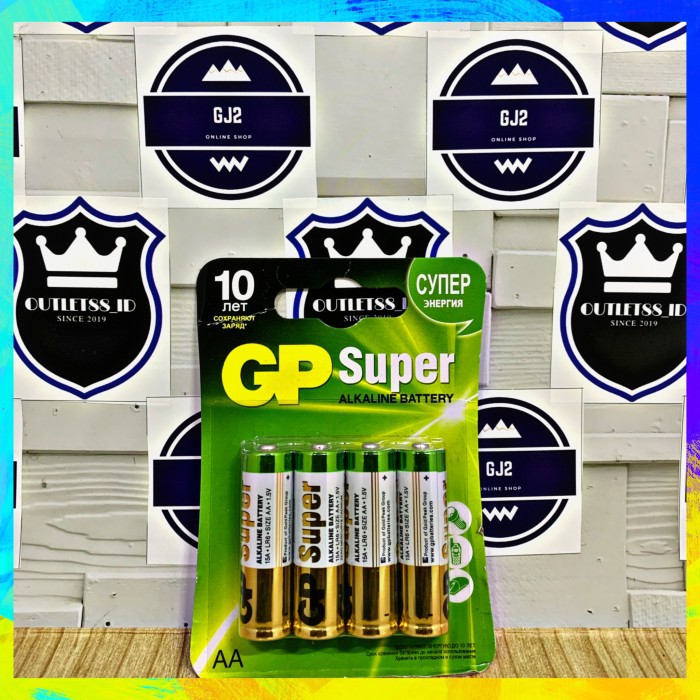 Baterai GP Super Alkaline AA 1.5V - Batre Battery GP Alkaline A2 isi 4 - Baterai 1.5V GP Super AA