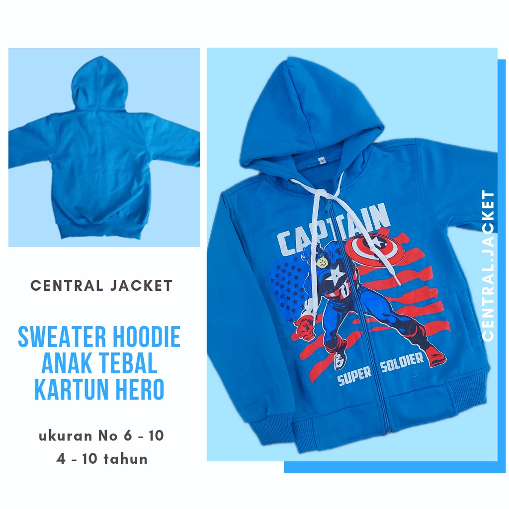 Jaket Anak Laki-laki Gambar Kartun Superhero  - Sweater Hoodie Anak Superhero Tebal