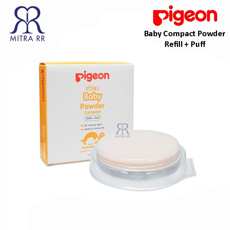 Pigeon Baby Compact Powder Cake / Refill + Puff 45gr - Bedak Bayi Padat Pigeon