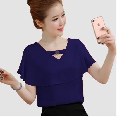 HipNop VIERRA Baju Atasan Blouse Wanita Lengan Pendek Bluse Cewek Pakaian cewe-2