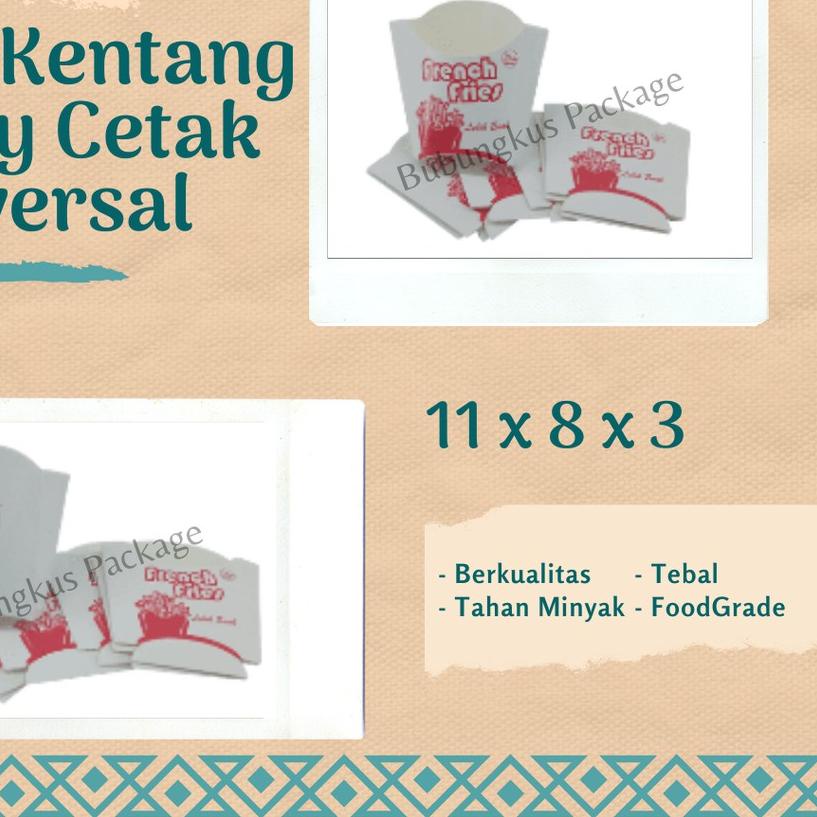 

➢ Box Kentang Goreng 50pcs / Dus Kentang Goreng/ Kemasan Kentang Goreng/ French fries ♫