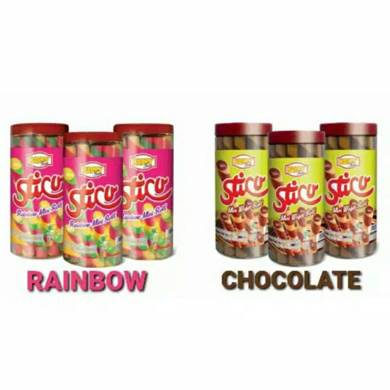 

HappyTime Sticu Mini Wafer Roll Rainbow & Chocolate ( 3Toples ) / wafer roll / STICU ROLL