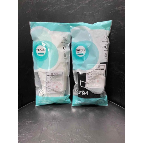 Masker KF94 Black &amp; White 10pc / pax