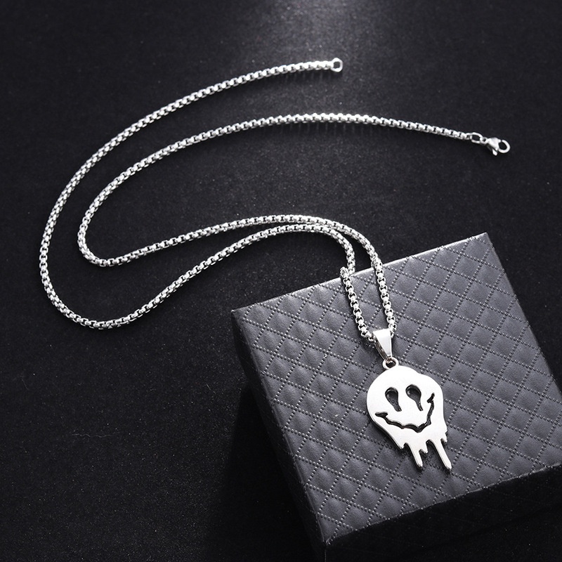 XiaoboACC Kalung Liontin Tengkorak Bahan Stainless Steel Gaya Hip hop - 60CM