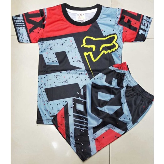 kaos setelan anak-baju kaos setelan sepeda motor cross anakpendek