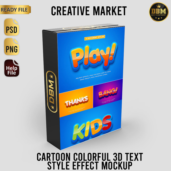 Cartoon Colorful 3d Text Style Effect Mockup - Photoshop