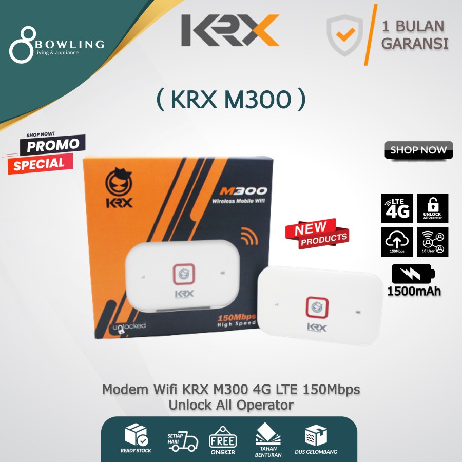 Modem Wifi KRX M300 Mifi 4G LTE 150Mbps Unlock All Operator Bypass Baterai 3000mAh