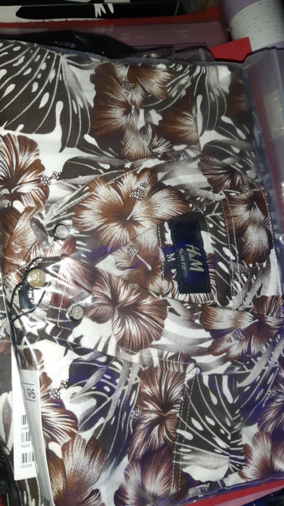 Freypv 7849 Slimfit Short White Brown Floral M-xl Kemeja Batik