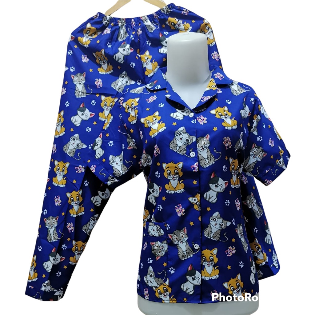 LFF Piyama CP Jumbo Wanita Dewasa-baby cat biru