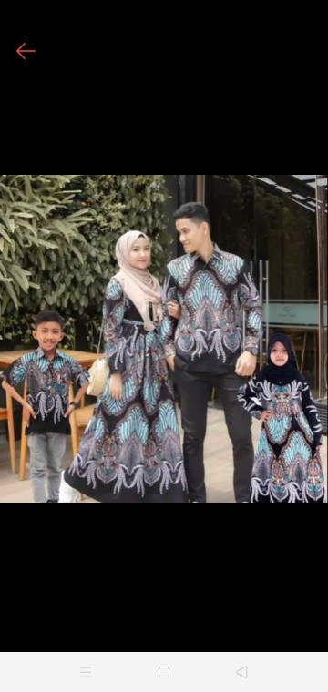 Couple Gamis Batik Putri Malu Kombinasi, Sarimbit Batik