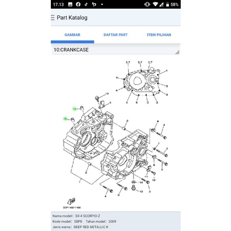 pin dowel blok seher dan head Scorpio