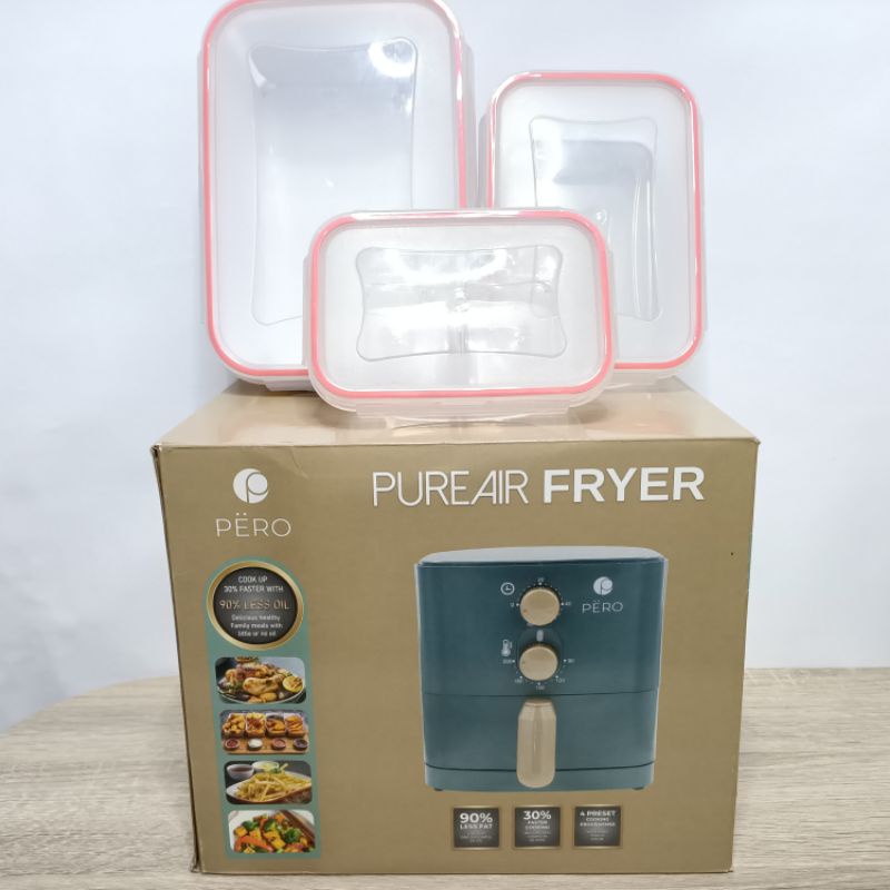 PERO MULTIFUNCTION MINI AIR FRYER + PRESS & LOCK SET OF 3 - GREEN GOLD