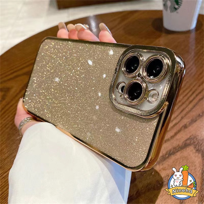 Soft Case Silikon TPU Transparan Electroplating Glitter Cover iPhone 13 12 11 Pro Max X Xr Xs Max 7 8 Plus