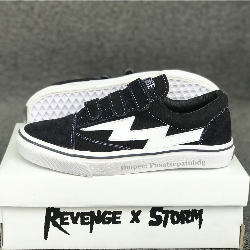 (OBRAL) SEPATU REVENGE X STORM BLACK WHITE OLDSKOOL PREMIUM WAFFLE DT