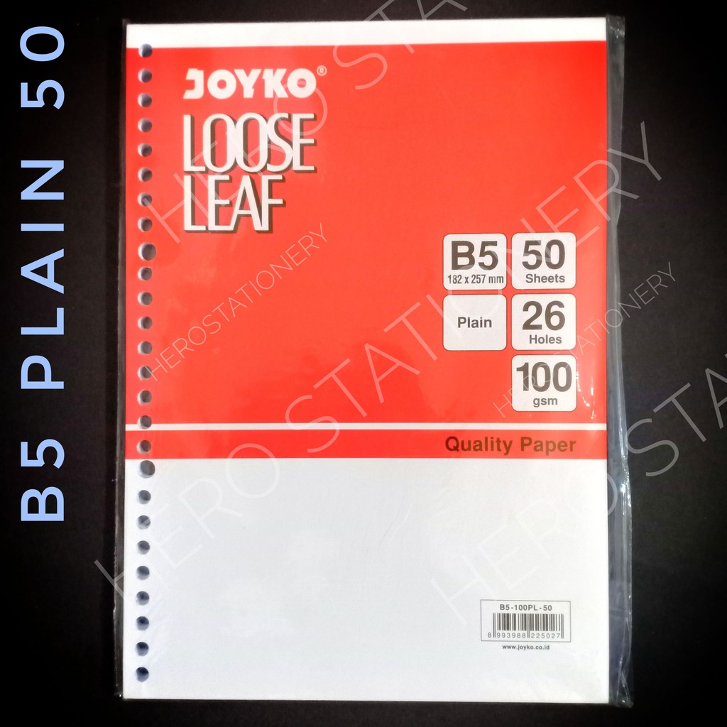 

Kertas isi file loose leaf plain polos joyko B5 50 lembar