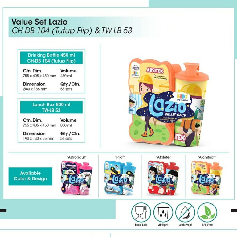 Souvenir Anak Tempat Makan dan Minum Anak Set Lazio Value pack kids Profesional