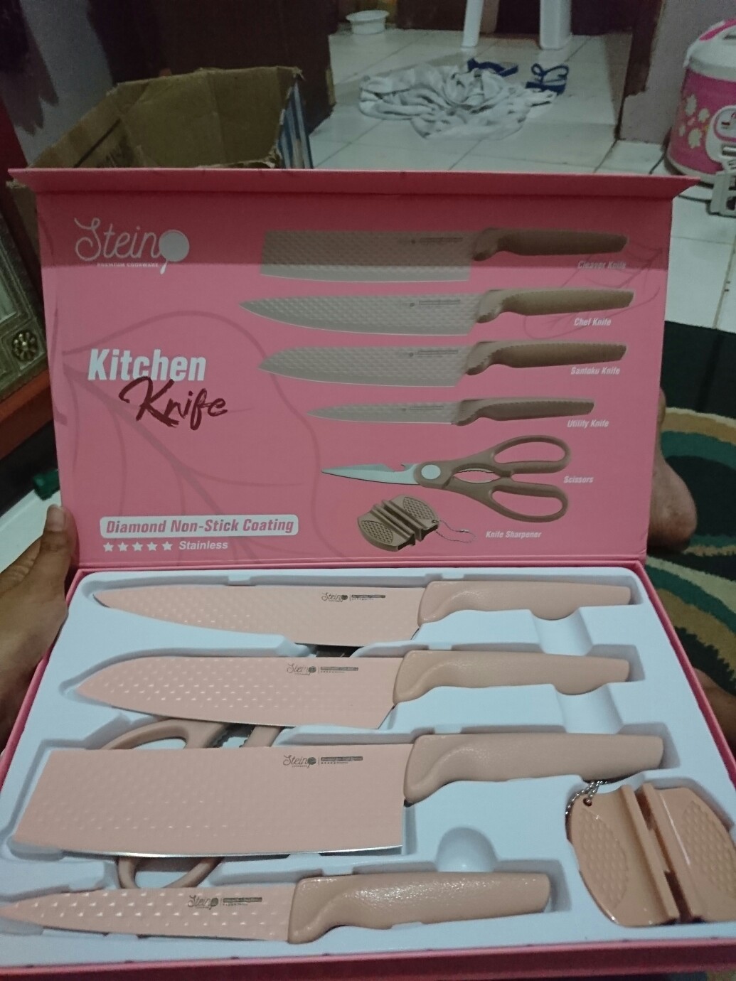 Steincookware Pisau 6 In 1/pisau Motif Diamond/non Stick Knife/stainless Steel/steincookware