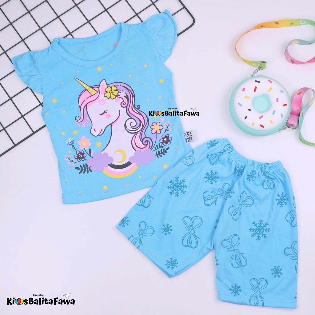 RUFFLE TEE Set Poo uk 0-7 Tahun / Setelan Bayi Anak Perempuan Karakter Import Baju Tidur Balita Baby babycinnamon