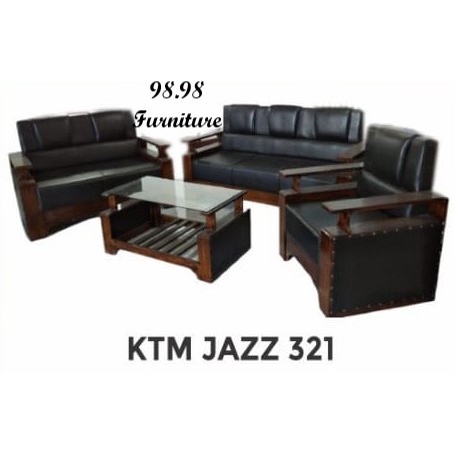 Kursi Tamu Kayu set 321 Dudukan Busa - Sofa Tamu Kayu Minimalis KTM JAZZ 321 - Medan