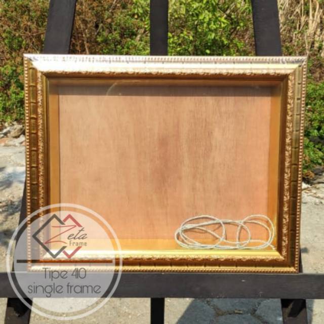 Tipe 410 gold single - Pigura mahar ukir kecil warna gold uk. 30x40 - pigora 3D - bingkai mahar