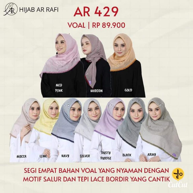 Hijab Jilbab Kerudung Segi Empat Terbaru Terlaris Terbest 2021 Arrafi Ori AR-429