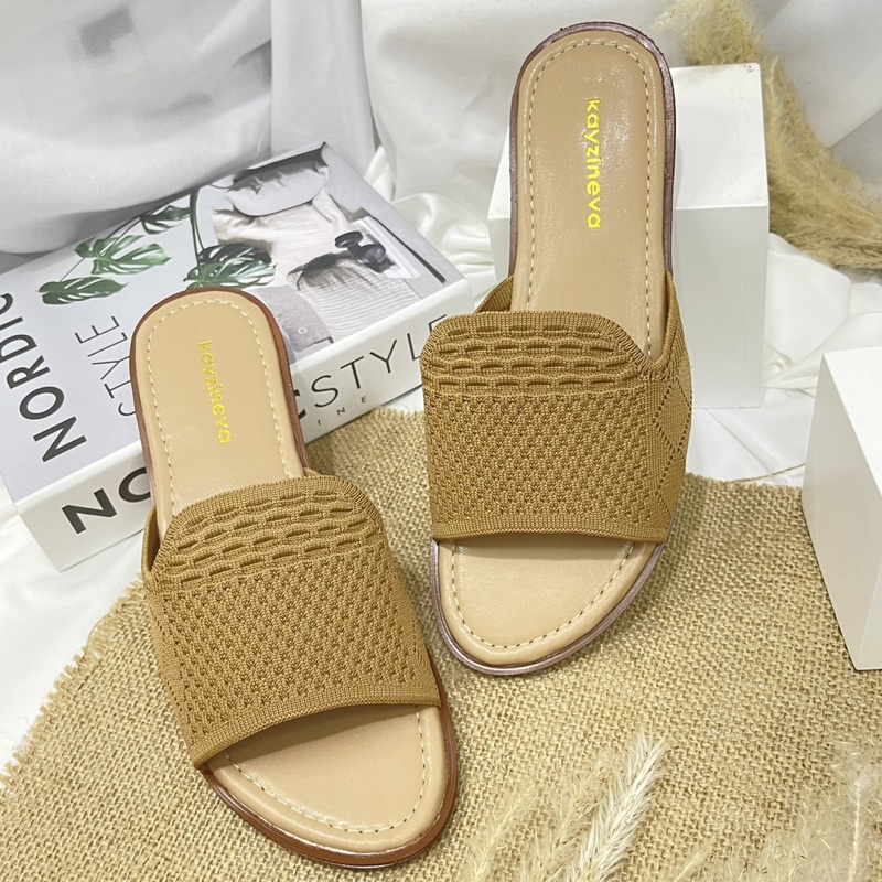 KAYZINEVA Sandal Flat Wanita Rajut Import Simple AB 05