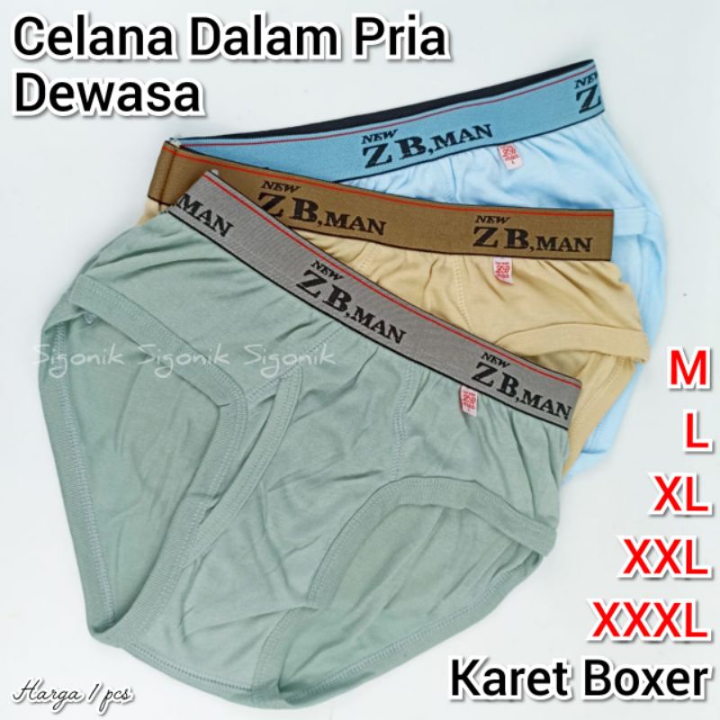 CD Celana Dalam Pria Dewasa Jumbo ZB Man M L XL XXL XXXL Big Size KARET BOXER Katun Pakaian Dalaman Cowok Laki-Laki Lembut Adem Nyaman Boxer Sigonik