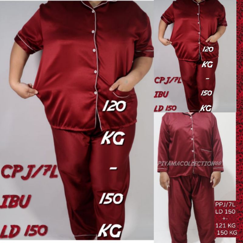 Baju tidur big size satin LD 150 140 130 / PIYAMA JUMBO  POLOS SILK SATEN PIAMA BIGSIZE