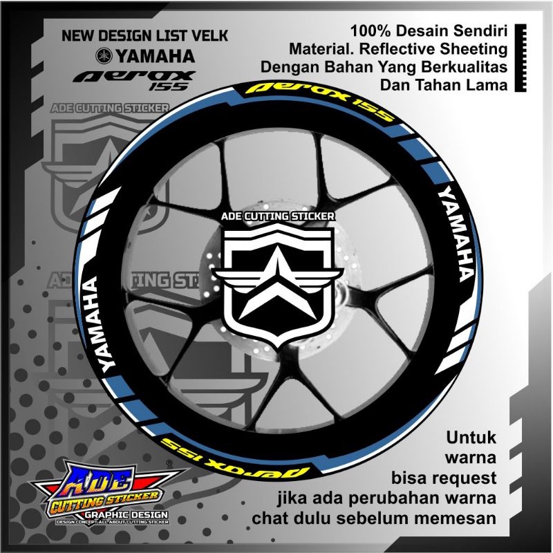Jual sticker list velg || Cutting Sticker list velg || yamaha Aerox 155