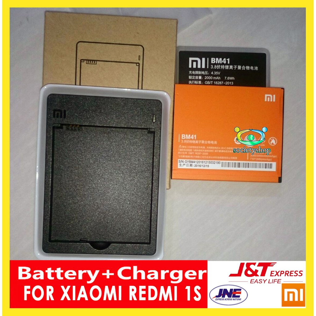 Baterai Xiaomi Redmi 1 1s 1 prime &amp; FREE Desktop Charger - Batre Bm41 Xiomi hp Battery Batray