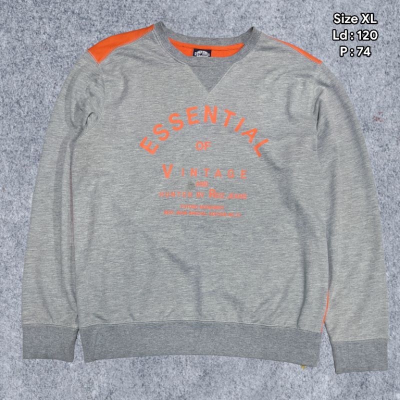 Size XL Crewneck Reiz Jeans Essentials Grey Orange Original  Preloved