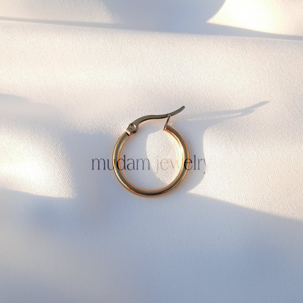 Anting Gipsy Stainless Steel Model Sederhana Tersedia Warna Rose Gold dan Gold