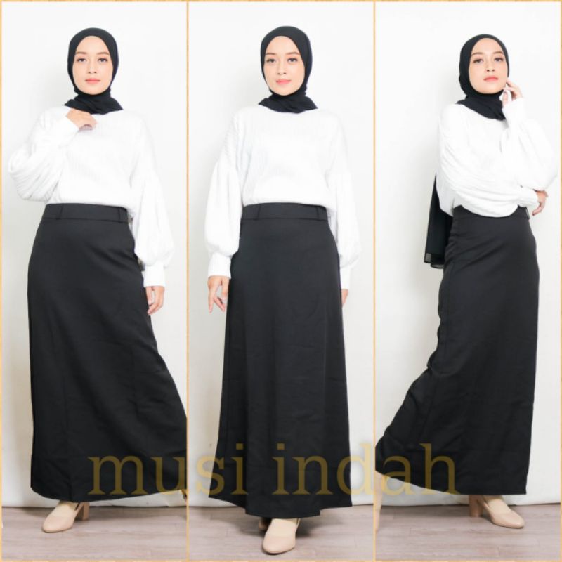 Rok Kerja Panjang Hitam Rok A Line Bahan Formal Kantor