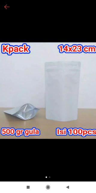 Kemasan Kopi Kemasan Kripik Standing Pouch Alumunium Foil Putih 14x23