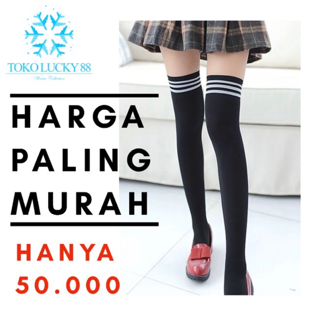 IMPORT Sock Polyester Kaos Kaki Polyester Jepang selutut diatas lutut