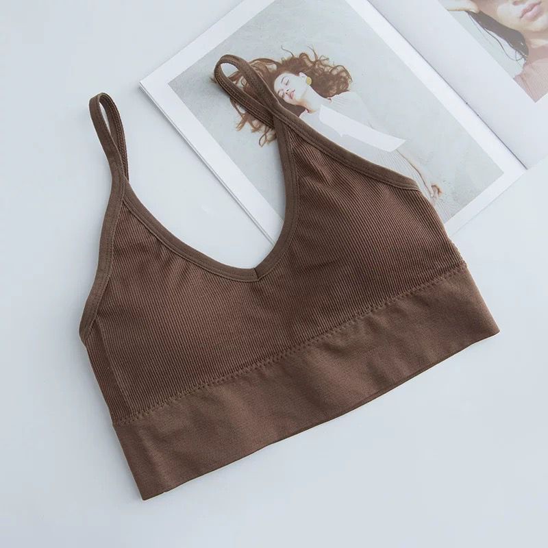 [ LINGERIE MASTER ] - (B-15) Bra Wanita Tanpa Kawat Bahan Halus Pakaian Lingerie Dalam bralette Push Up Elastis Sexy Busa-B-15 Coklat