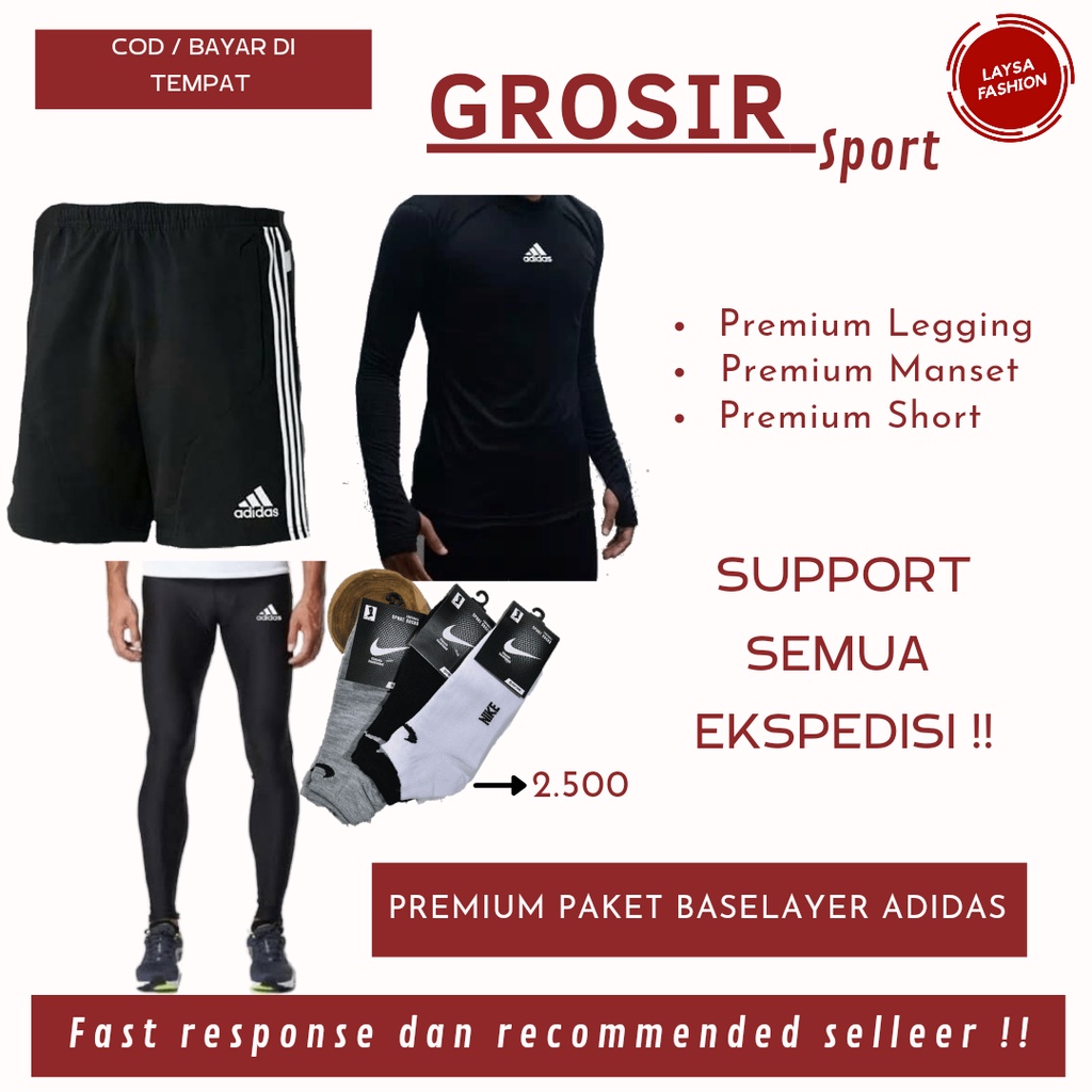 COD Paket 3 IN 1Paket Baselayer Legging Manset Celana Pendek Ori Black Murah Paket Baselayer Paket Pakaian Olahraga Baselayer Manset Panjang Legging Panjang Celana Kolor Pendek Polos Hitam Logo Adidas Pakaian Olahraga Polos Hitam Termurah Bandung